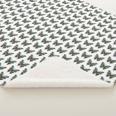 Navy Blue and Gold Butterfly Seamless Pattern Sherpa Deken (3/4)