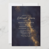 Navy Blue and Gold Calligraphy Rehearsal Dinner Kaart (Voorkant)