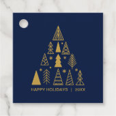 Navy Blue and Gold Christmas Tree | Holiday Gift Bedankjes Labels (Voorkant)