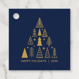 Navy Blue and Gold Christmas Tree | Holiday Gift Bedankjes Labels