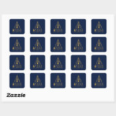 Navy Blue and Gold Christmas Tree | Holiday Vierkante Sticker (Vel)