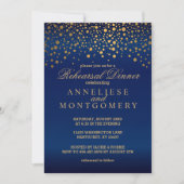 Navy Blue and Gold Confetti repesal Dinner Kaart (Voorkant)