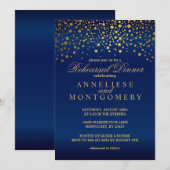 Navy Blue and Gold Confetti repesal Dinner Kaart (Voorkant / Achterkant)