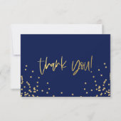 Navy Blue and Gold Confetti Thank You Note Cards Bedankkaart (Voorkant)