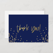 Navy Blue and Gold Confetti Thank You Note Cards Bedankkaart (Voorkant / Achterkant)
