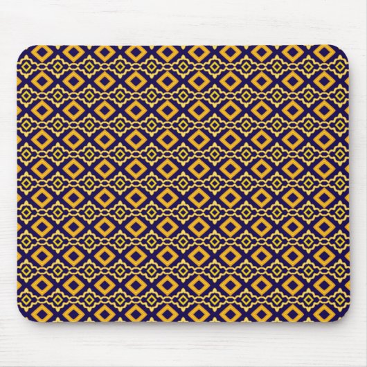 Navy Blue and Gold Diamond Pattern Muismat (Voorkant)