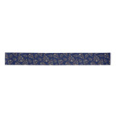 Navy Blue and Gold Elegant Christmas Trees Satijnen Lint (Voorkant)