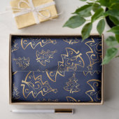 Navy Blue and Gold Elegant Christmas Trees Tissuepapier (Geschenk)