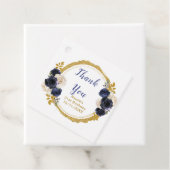 Navy Blue and Gold Elegant Flowers Birthday Bedankjes Labels (In situ)