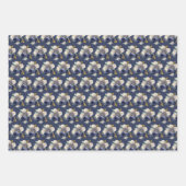 Navy Blue and Gold Elegant Flowers  Inpakpapier Vel (Voorkant 3)