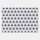 Navy Blue and Gold Elegant Flowers  Inpakpapier Vel (Voorkant 2)