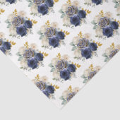 Navy Blue and Gold Elegant Flowers  Tissuepapier (Detail)