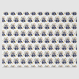 Navy Blue and Gold Elegant Flowers  Tissuepapier