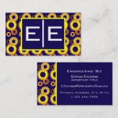 Navy Blue and Gold Engineering Gears Visitekaartje (Voorkant / Achterkant)