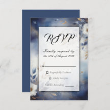 Navy Blue and Gold Floral Wedding 
