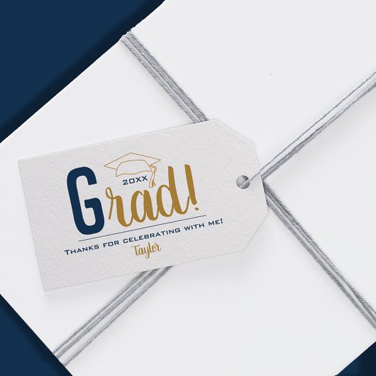 Navy Blue and Gold Graduation Cap Party Favor Cadeaulabel
