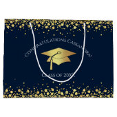 Navy Blue and Gold Graduation Groot Cadeauzakje (Achterkant)