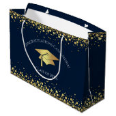 Navy Blue and Gold Graduation Groot Cadeauzakje (Achterkant Gekanteld)