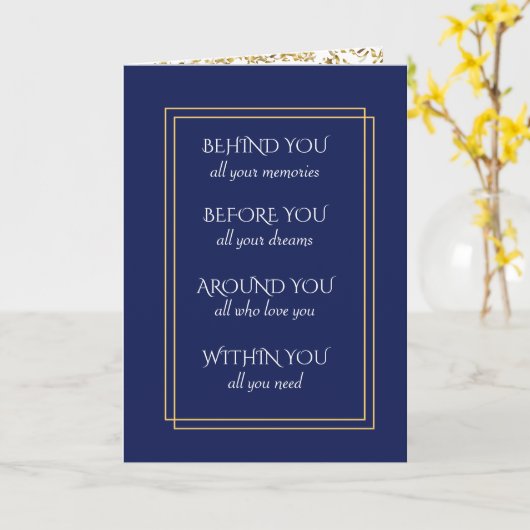 Navy Blue and Gold Graduation Inspiration Kaart (Gele Bloem)