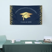 Navy Blue and Gold Graduation Spandoek (Beurs)