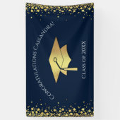 Navy Blue and Gold Graduation Spandoek (Verticaal)