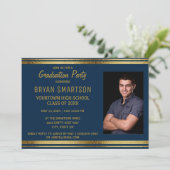 Navy Blue and Gold Gradution Party - Foto uitnodig Kaart (Staand voorkant)