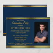 Navy Blue and Gold Gradution Party - Foto uitnodig Kaart (Voorkant / Achterkant)