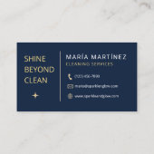 Navy Blue and Gold House Cleaning Services Visitekaartje (Achterkant)