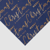 Navy Blue and Gold Merry Christmas Word Art Tissuepapier (Detail)