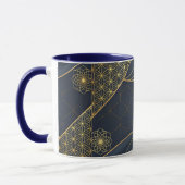 Navy Blue and Gold Modern Boho Custom Logo Mug Mok (Links)
