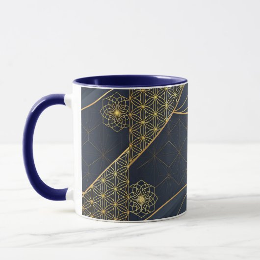Navy Blue and Gold Modern Boho Custom Logo Mug Mok (Links)