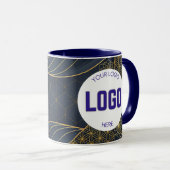 Navy Blue and Gold Modern Boho Custom Logo Mug Mok (Voorkant rechts)