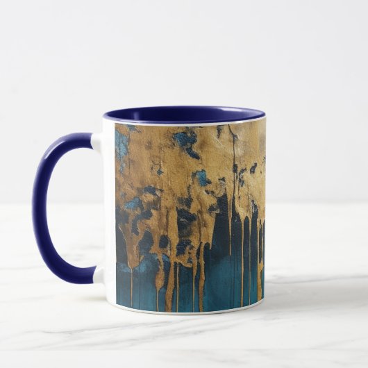 Navy Blue and Gold Modern Boho Custom Logo Mug Mok (Links)
