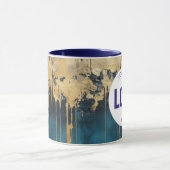 Navy Blue and Gold Modern Boho Custom Logo Mug Mok (Midden)