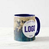 Navy Blue and Gold Modern Boho Custom Logo Mug Mok (Voorkant rechts)