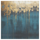 Navy Blue and Gold Modern Boho Seamless Pattern Fa Stof (Close Up)