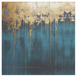 Navy Blue and Gold Modern Boho Seamless Pattern Fa Stof