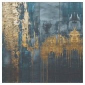 Navy Blue and Gold Modern Boho Seamless Pattern Stof (Close Up)