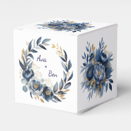 Navy Blue and Gold Peony Flower Wedding Bedankdoosjes
