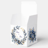 Navy Blue and Gold Peony Flower Wedding Bedankdoosjes (Geopend)