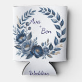 Navy Blue and Gold Peony Flower Wedding  Blikjeskoeler (Voorkant)