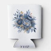 Navy Blue and Gold Peony Flower Wedding  Blikjeskoeler (Achterkant)