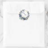 Navy Blue and Gold Peony Flower Wedding Ronde Sticker (Tas)