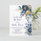 Navy Blue and Gold Peony Lunch With The Bride Kaart (Staand voorkant)