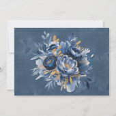 Navy Blue and Gold Peony Wedding Thank You Card (Achterkant)