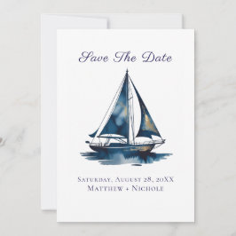 Navy Blue and Gold Sailboat Nautical Wedding Save The Date