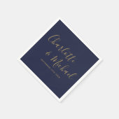 Navy Blue and Gold Signature Script Weduwen Servet (Hoek)