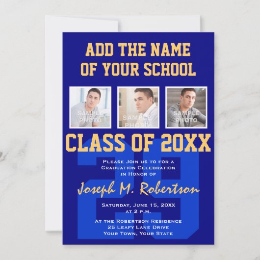 Navy Blue and Gold Team Afstuderen Team Spirit Kaart (Voorkant)