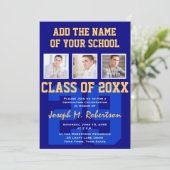 Navy Blue and Gold Team Afstuderen Team Spirit Kaart (Staand voorkant)