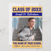 Navy Blue and Gold Team Afstuderen Team Spirit Kaart (Achterkant)